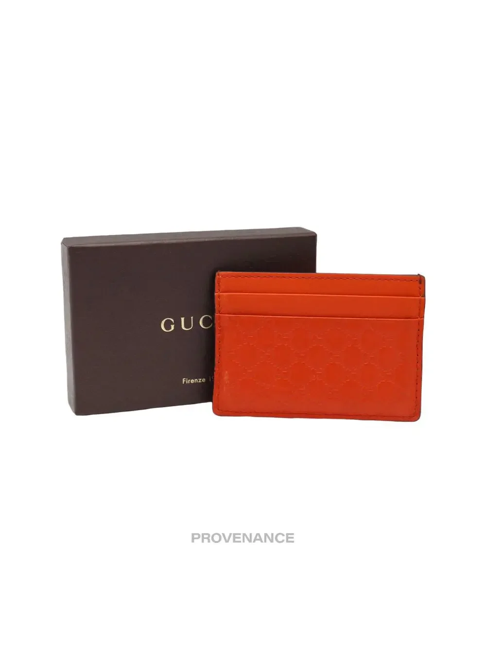 🔴 Gucci Card Holder Wallet - Orange MicroGuccissima Leather - Picture 1 of 4